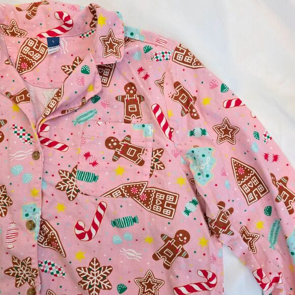 Old Navy Pajama Lounge Set. Large. Pink Red Holiday Winter Cozy Flannel - Picture 4 of 7
